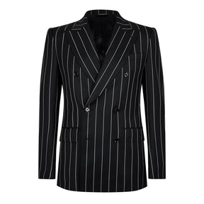 Double-Breasted Pinstripe Blazer