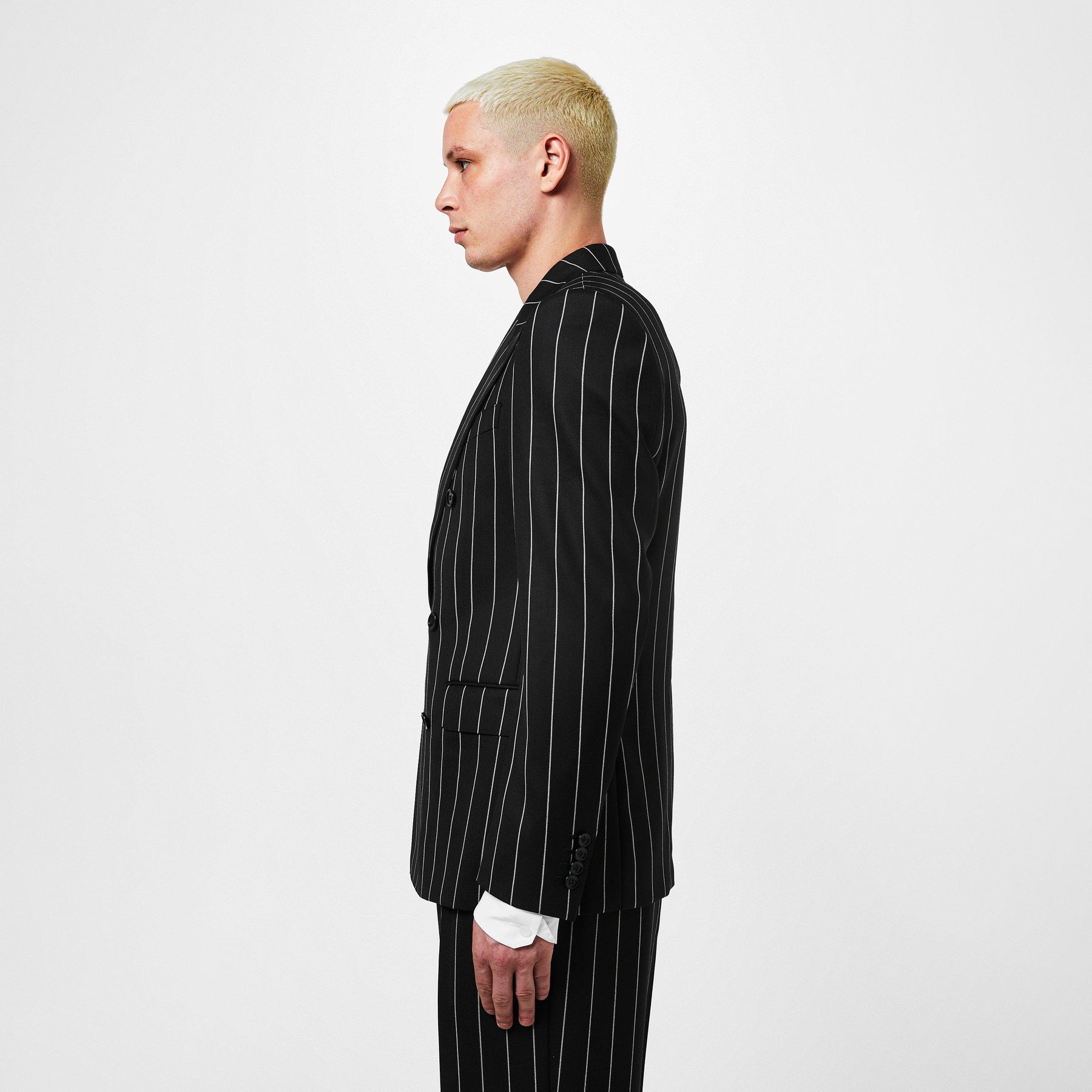 Double-Breasted Pinstripe Blazer