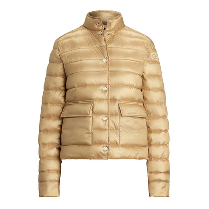 Metallic Quilted Duck Down Long Sleeve Short Puffer Jacket