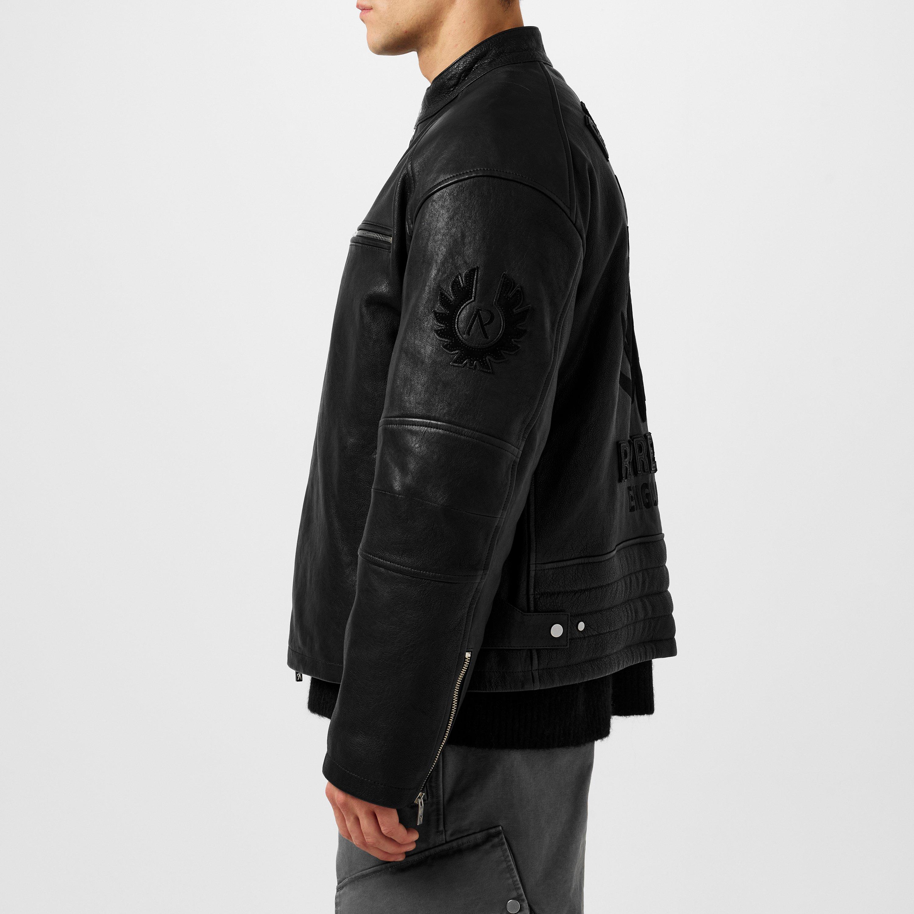 Men's Rep Leather Race Jacket, Road-worn Design