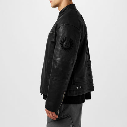 Men's Rep Leather Race Jacket, Road-worn Design