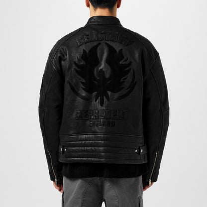 Men's Rep Leather Race Jacket, Road-worn Design