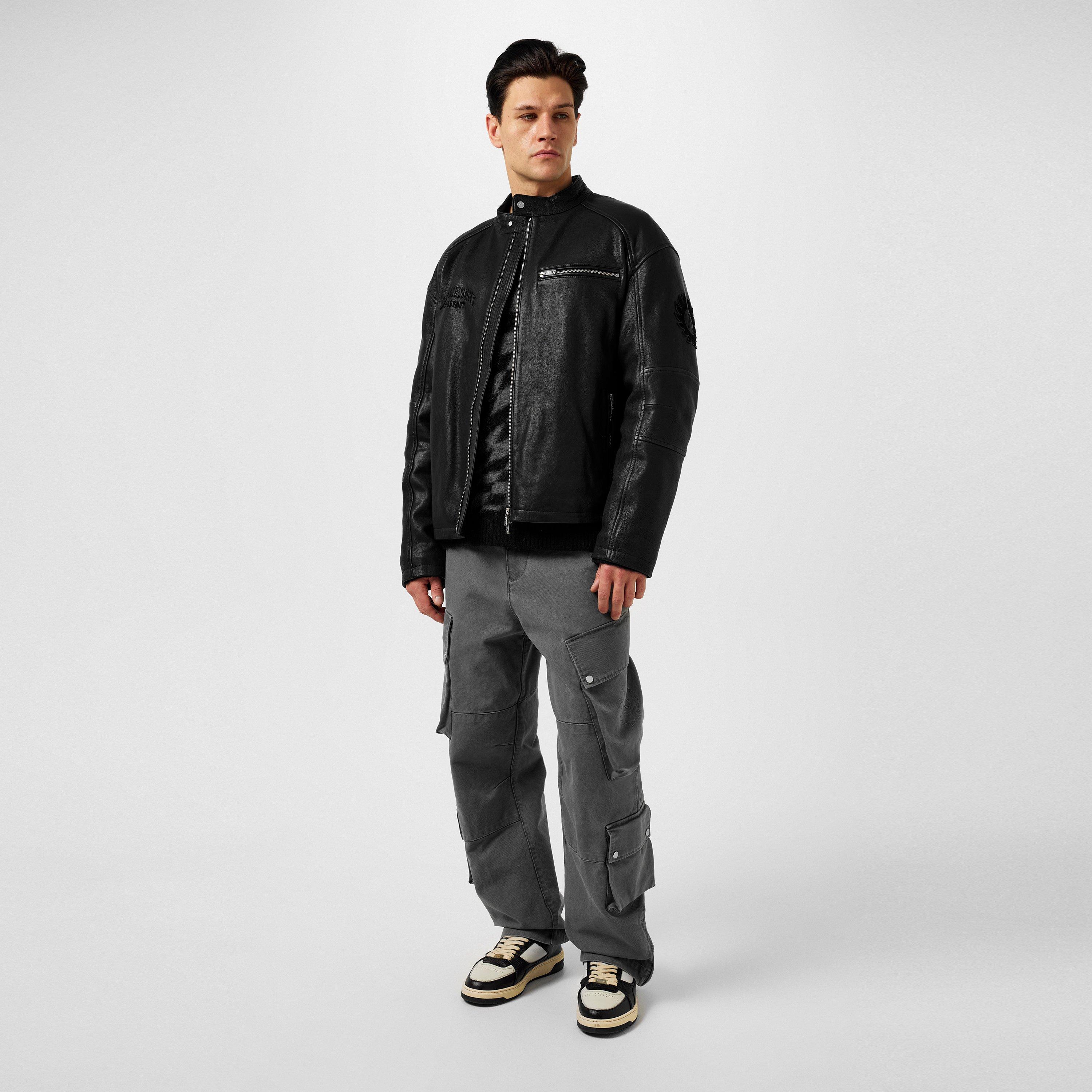 Men's Rep Leather Race Jacket, Road-worn Design