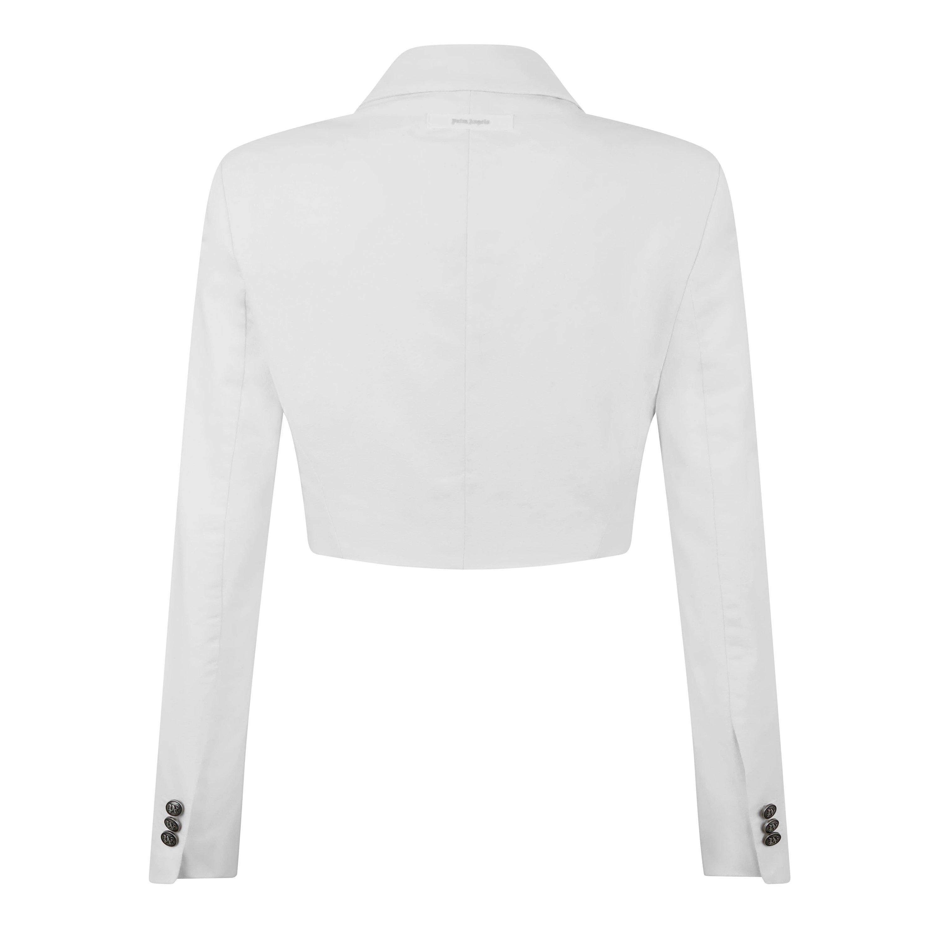 Cropped Cotton Long Sleeve Blazer
