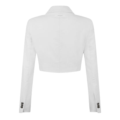 Cropped Cotton Long Sleeve Blazer