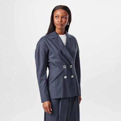 Wool Long Sleeve Slim Fit Blazer