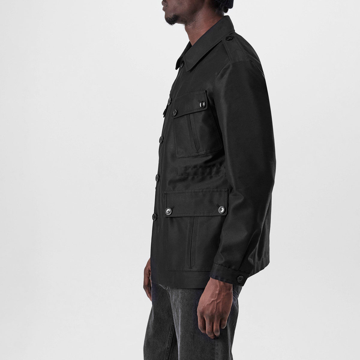 Wool Silk Faille Safari Jacket