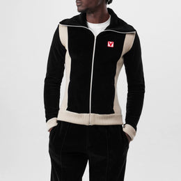 Chez Valentino High-Neck Chenille Tracksuit Jacket