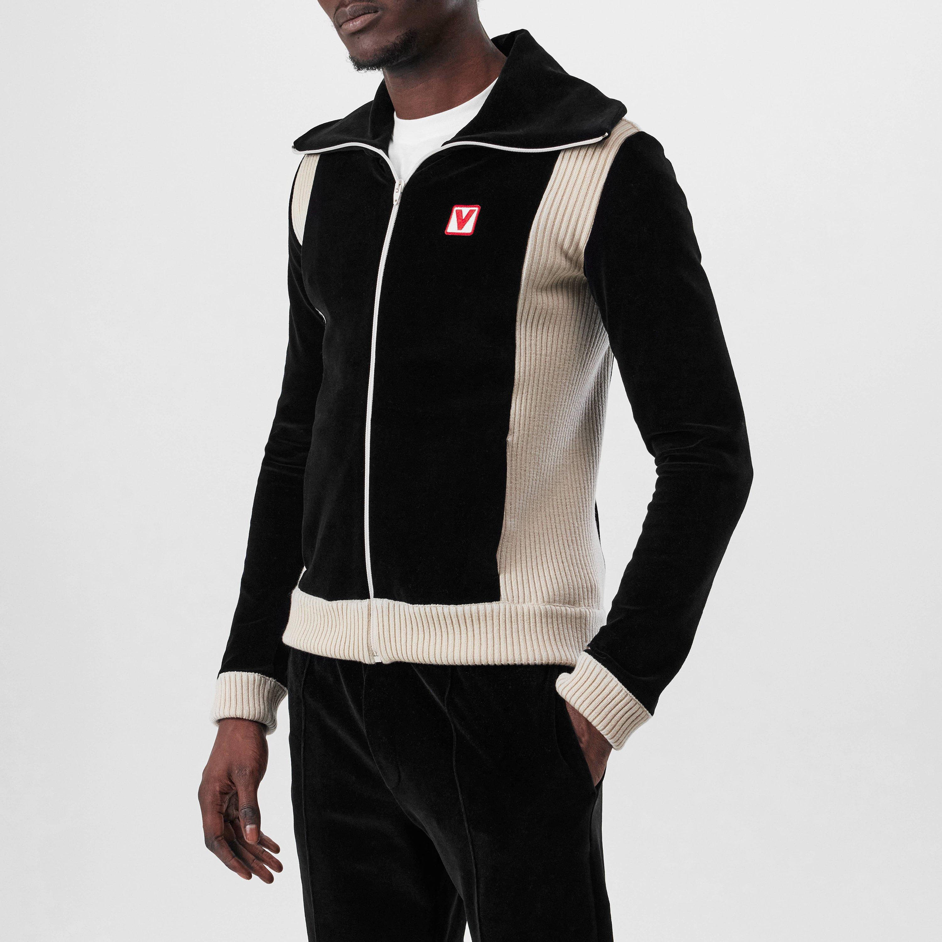 Chez Valentino High-Neck Chenille Tracksuit Jacket
