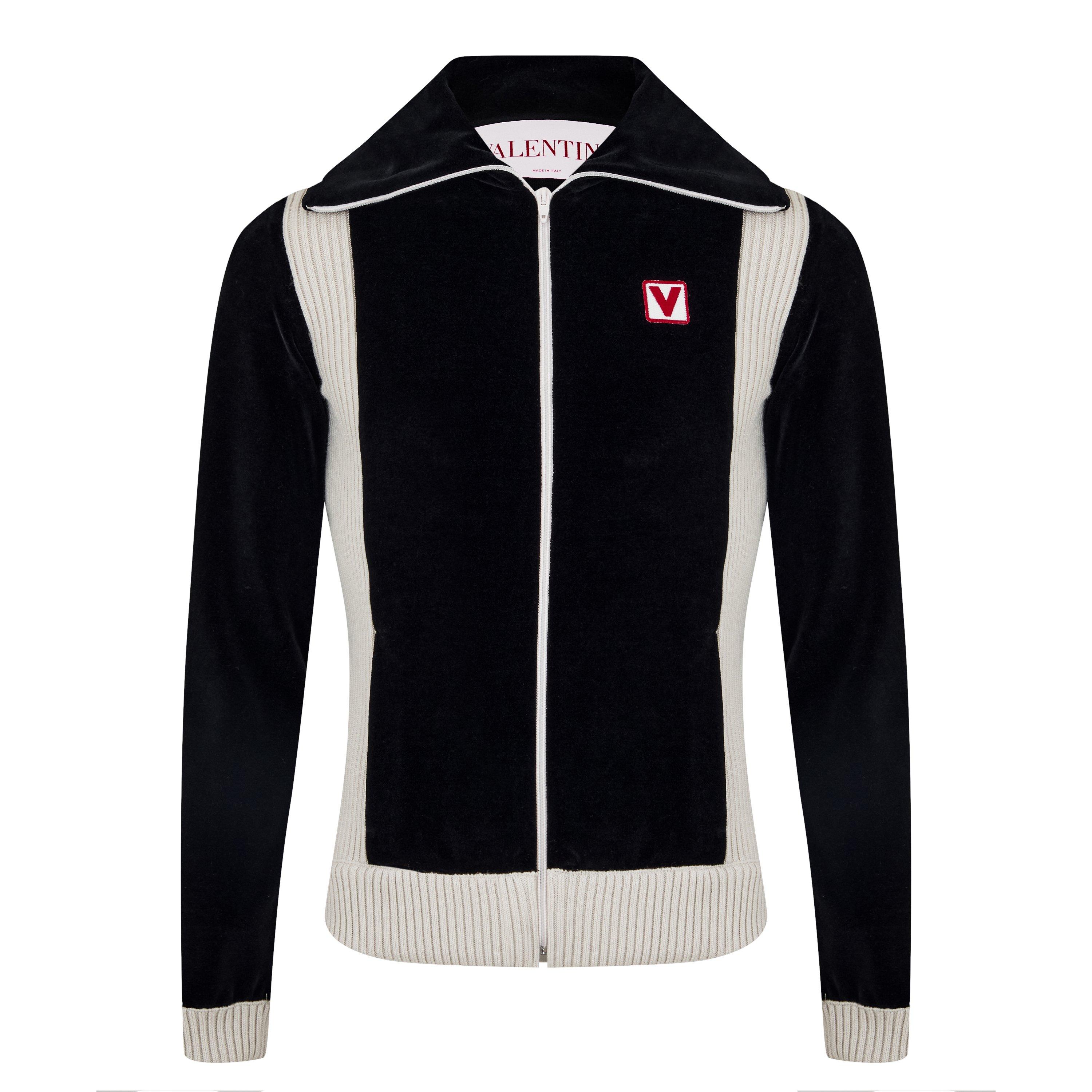 Chez Valentino High-Neck Chenille Tracksuit Jacket