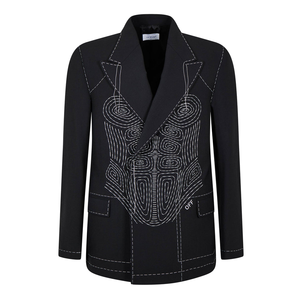Runway Body Stitch Double-Breasted Jacket