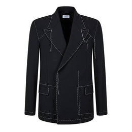 Body Stitch Double-Breasted Contrast Stitching Long Sleeve Blazer
