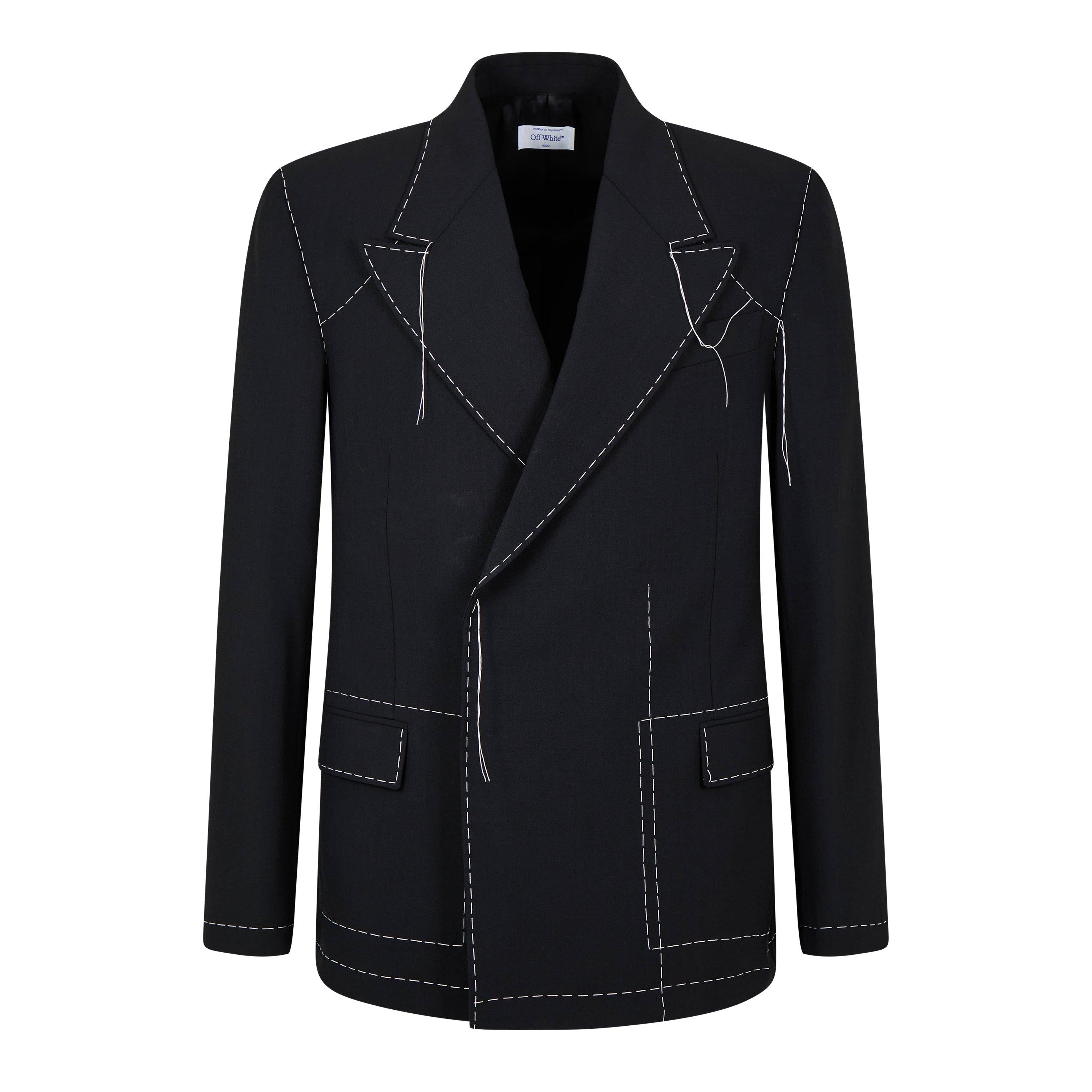 Body Stitch Double-Breasted Contrast Stitching Long Sleeve Blazer