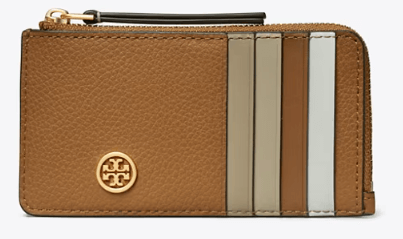 Tory Burch ROBINSON PEBBLED TOP-ZIP CARD CASE - Wallets | Shop From The Mirage