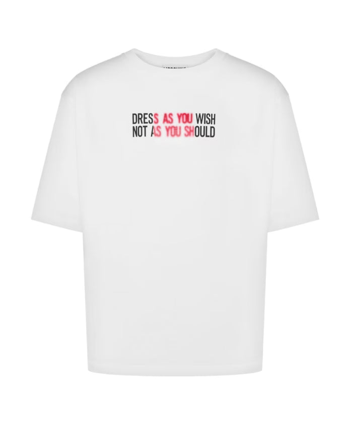 Moschino Slogan Print Logo Crew Neck T-shirt