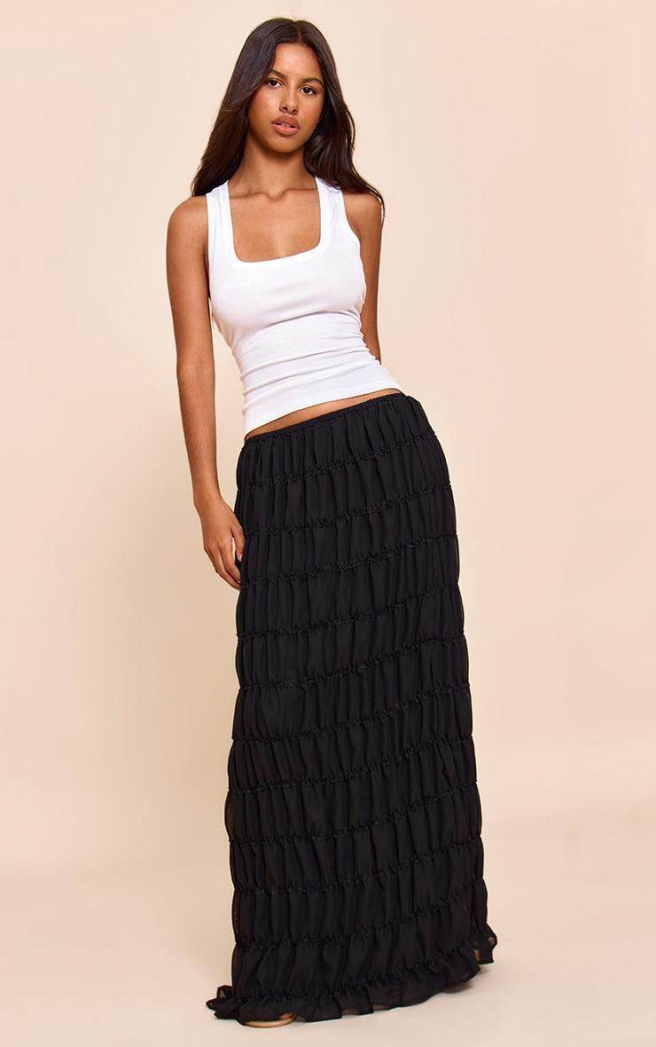 Petite Black Chiffon Maxi Skirt