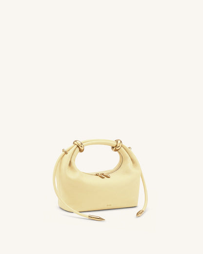 Ellie Metal Ring Embellished Top Handle Bag - Beige