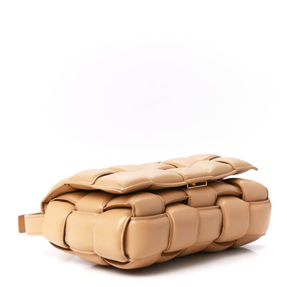 Nappa Maxi Intreccio Padded Cassette Crossbody Bag Almond