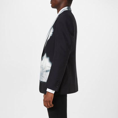 Luminous Flower Single Breasted Viscose Long Sleeve Blazer