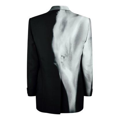 Luminous Flower Single Breasted Viscose Long Sleeve Blazer