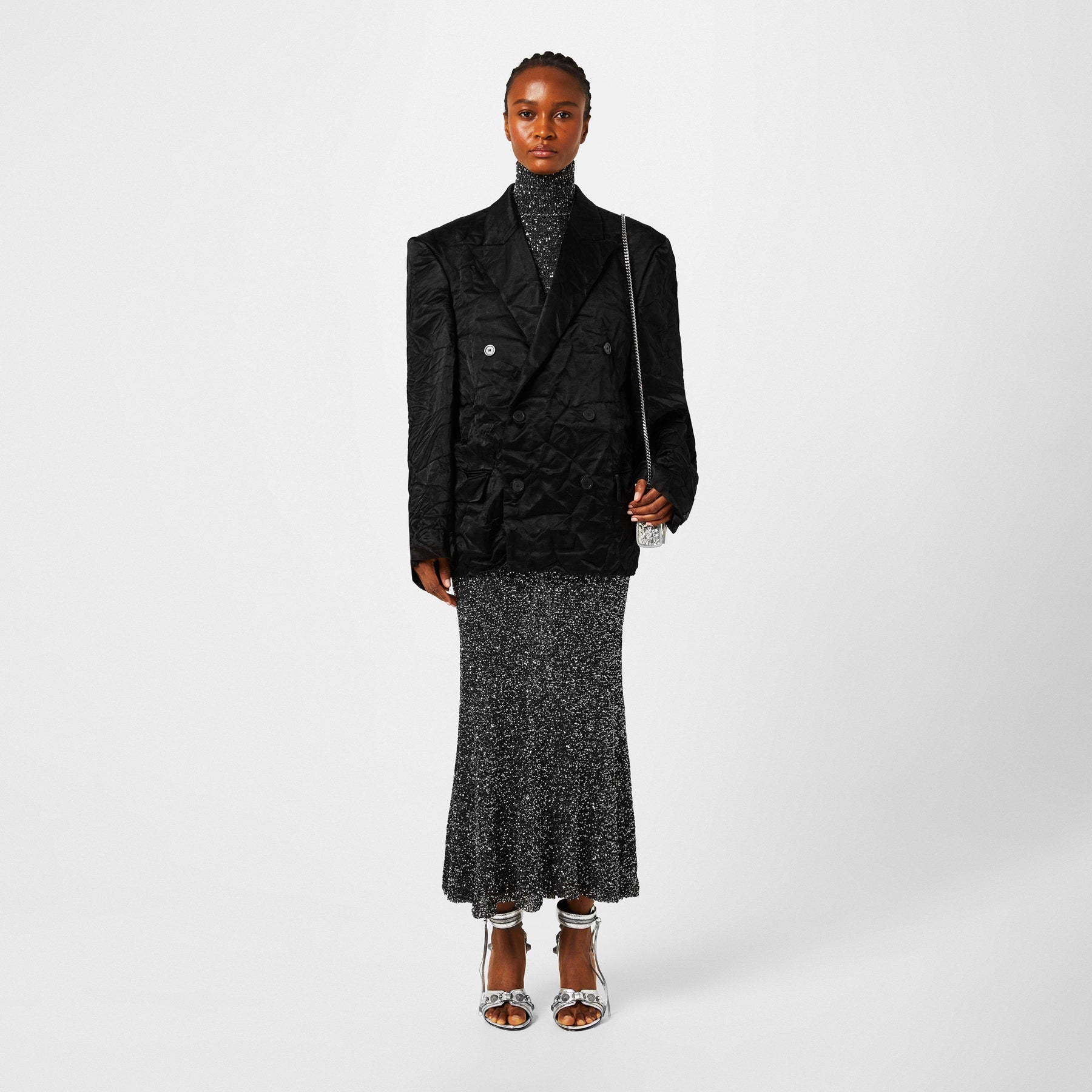 Double-Breasted Crinkled Jacket