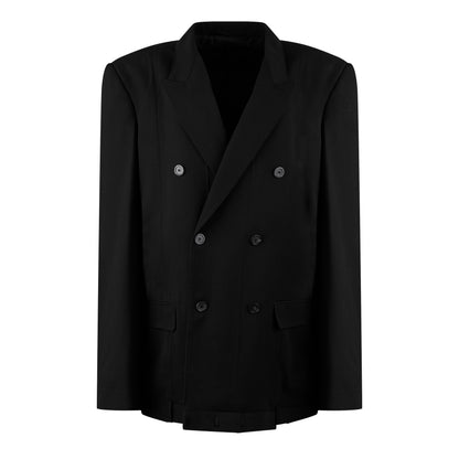 Double Breasted Wool Long Sleeve Blazer