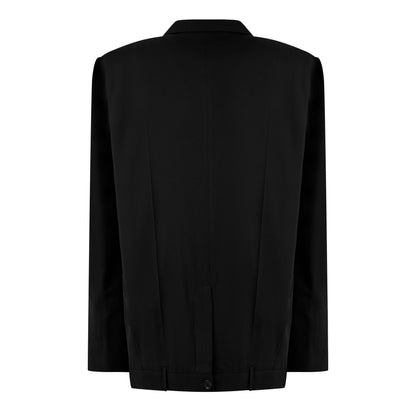 Double Breasted Wool Long Sleeve Blazer