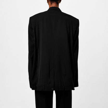 Double Breasted Wool Long Sleeve Blazer