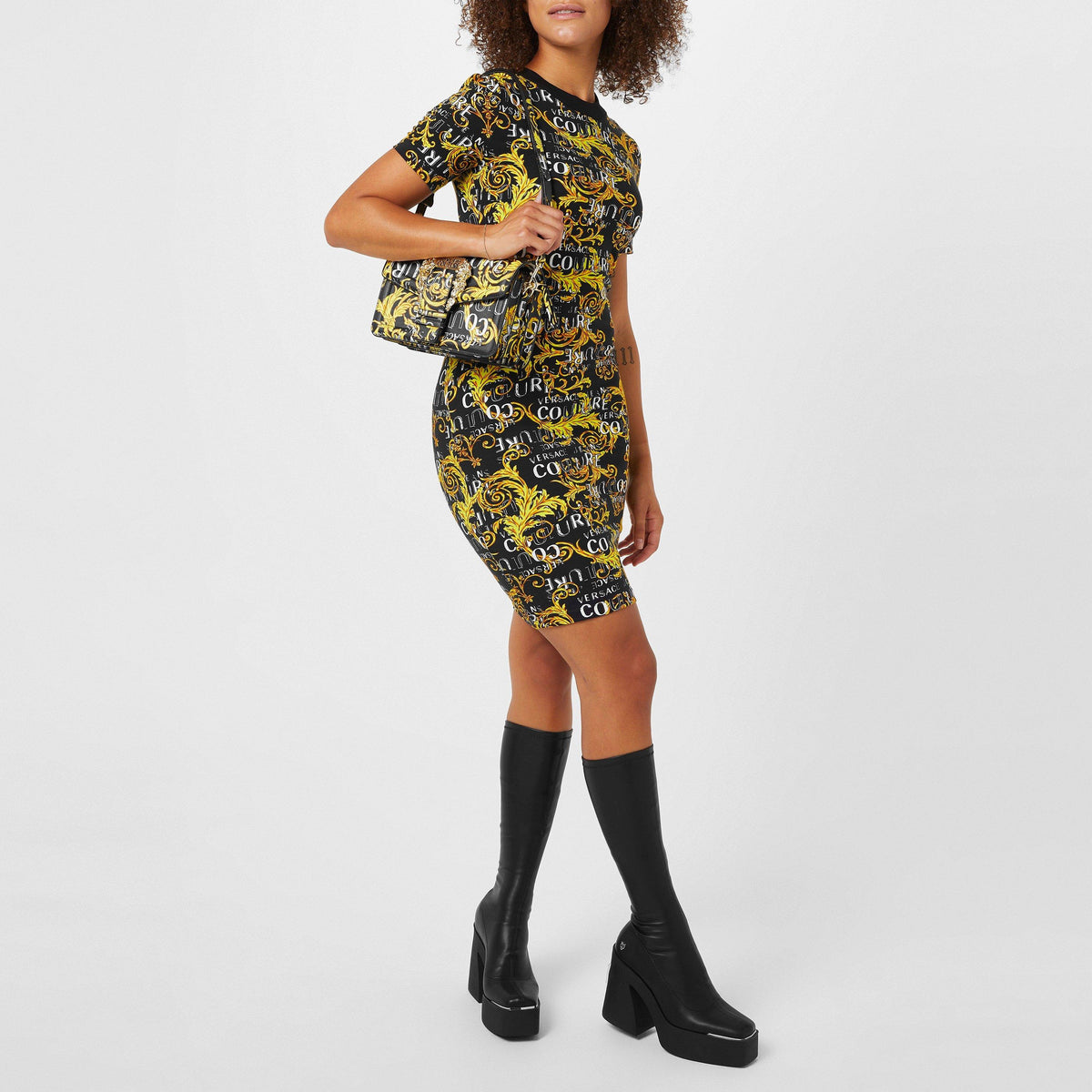 Baroque-Print Mini Dress