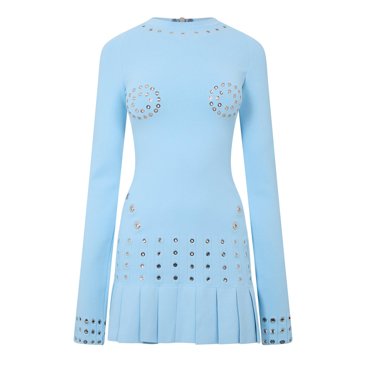 Eyelet Pleated Mini Dress