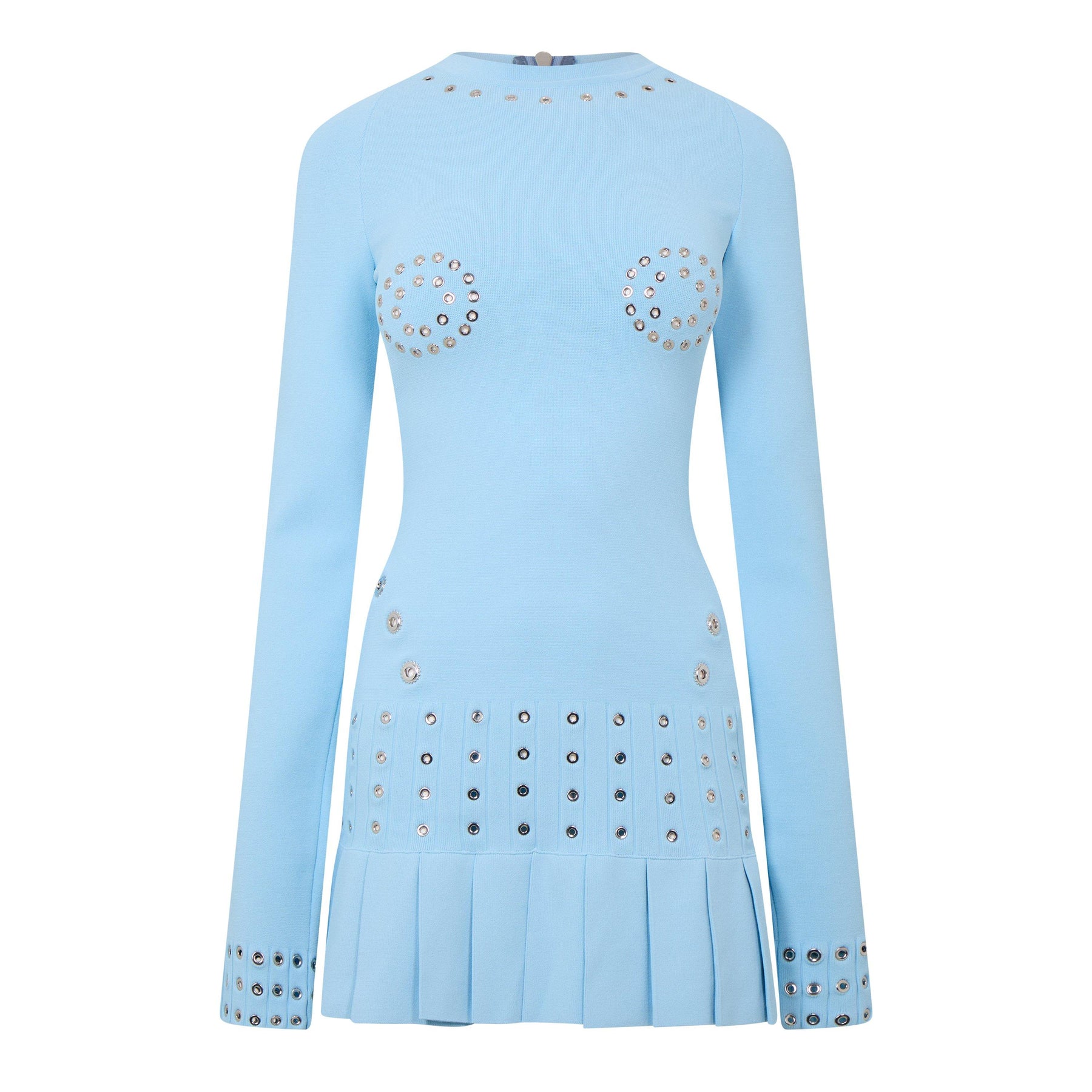 Eyelet Pleated Mini Dress