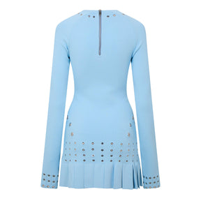 Eyelet Pleated Mini Dress