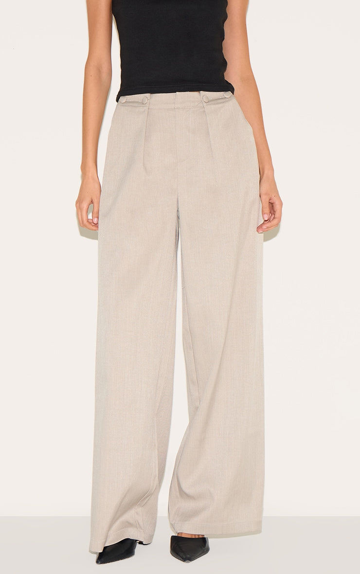 Grey Adjustable Waistband Detail Tailored Trousers