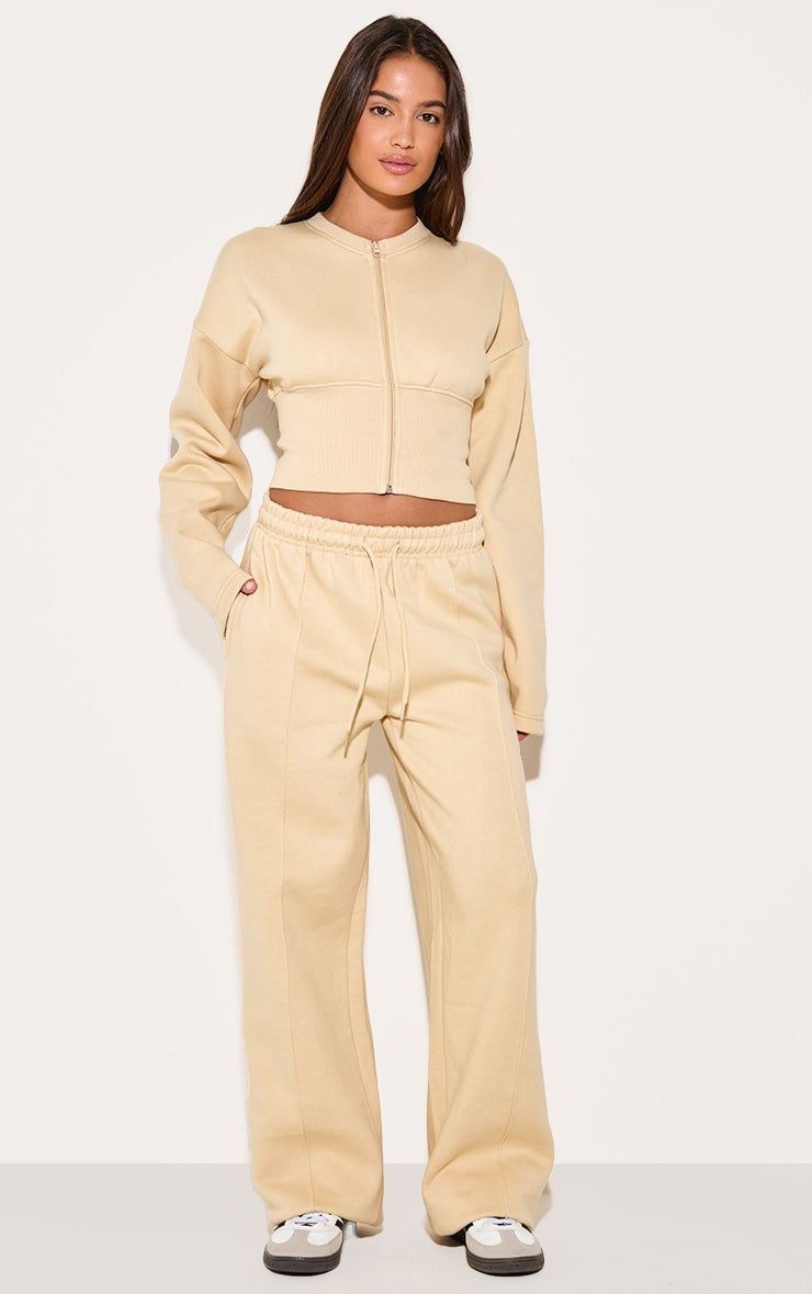 Latte Seam Detail Wide Leg Joggers