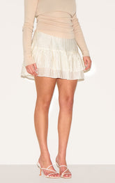 Plus Stone Crinkle Woven Dropped Waist Frilly Mini Skirt
