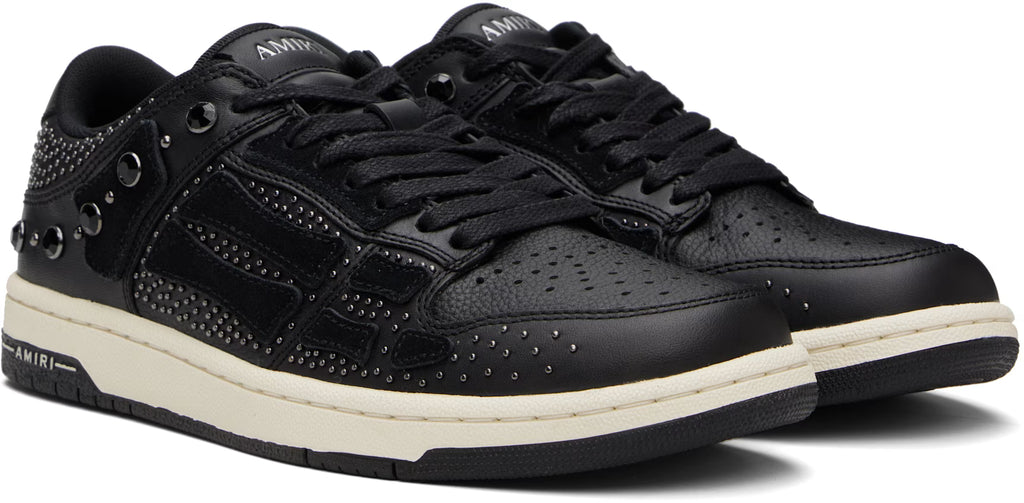 Black Crystal Studded Skel Top Low Sneakers