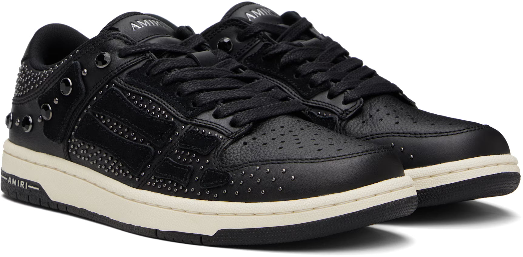 Black Crystal Studded Skel Top Low Sneakers