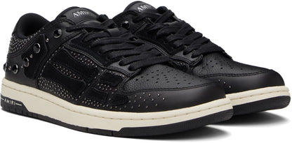 Black Crystal Studded Skel Top Low Sneakers