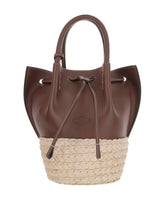 Bucket Bag in Straw and Leather Mini