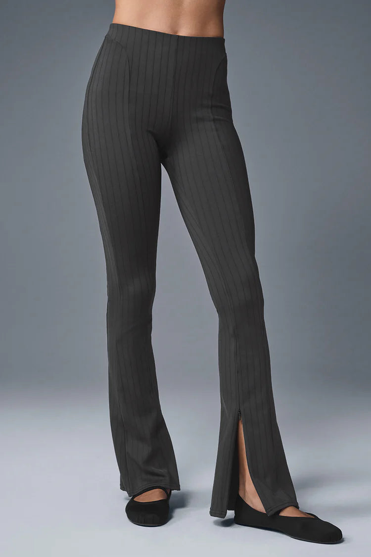 High-Waist Pinstripe Zip It Flare Legging