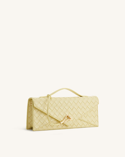Celeste Woven Textured Envelope Top Handle Bag - Dark Brown