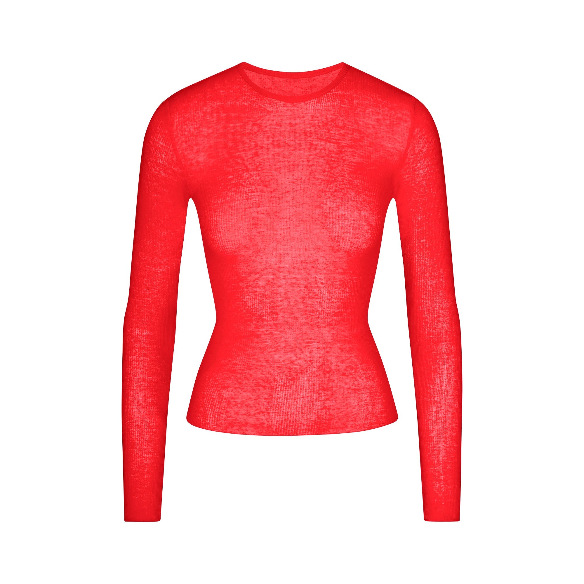 Sheer Rib Long Sleeve Top