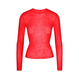 Sheer Rib Long Sleeve Top