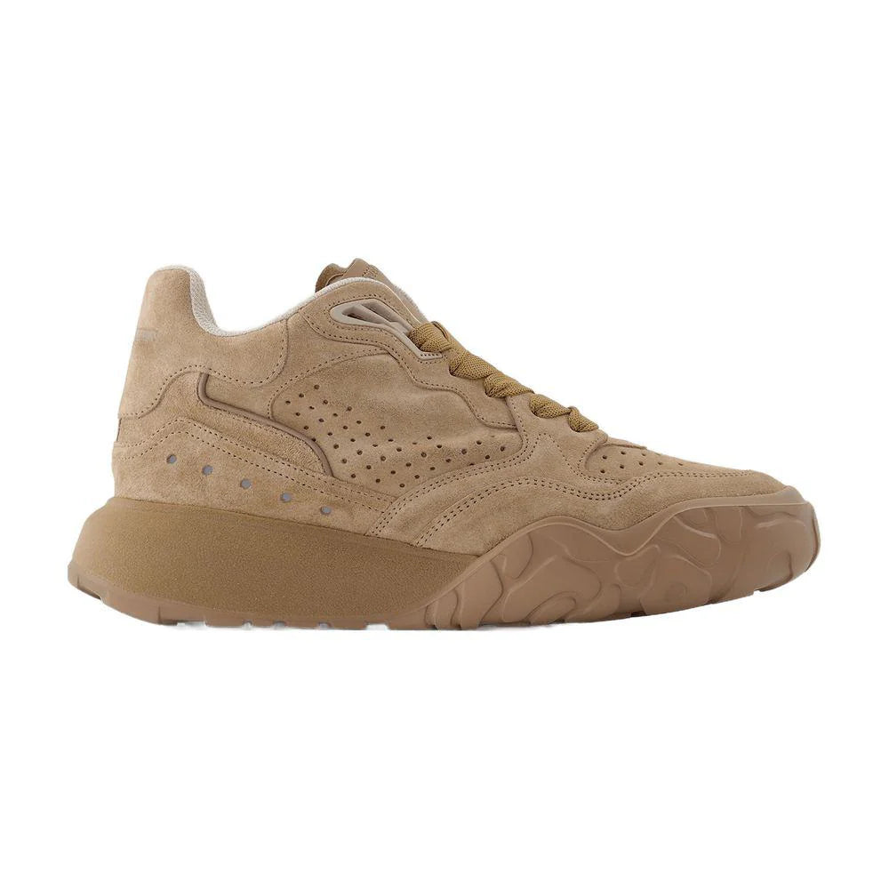 Alexander McQueen Men's New Court Calfskin Sneakers – Beige