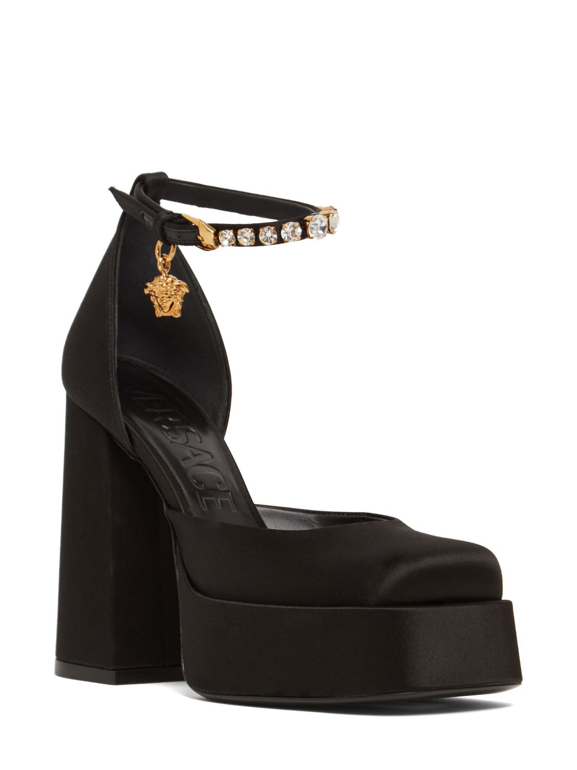 Versace 110mm Platform satin & viscose pumps