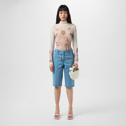 Le Temple Du Savoir Printed Mesh Top