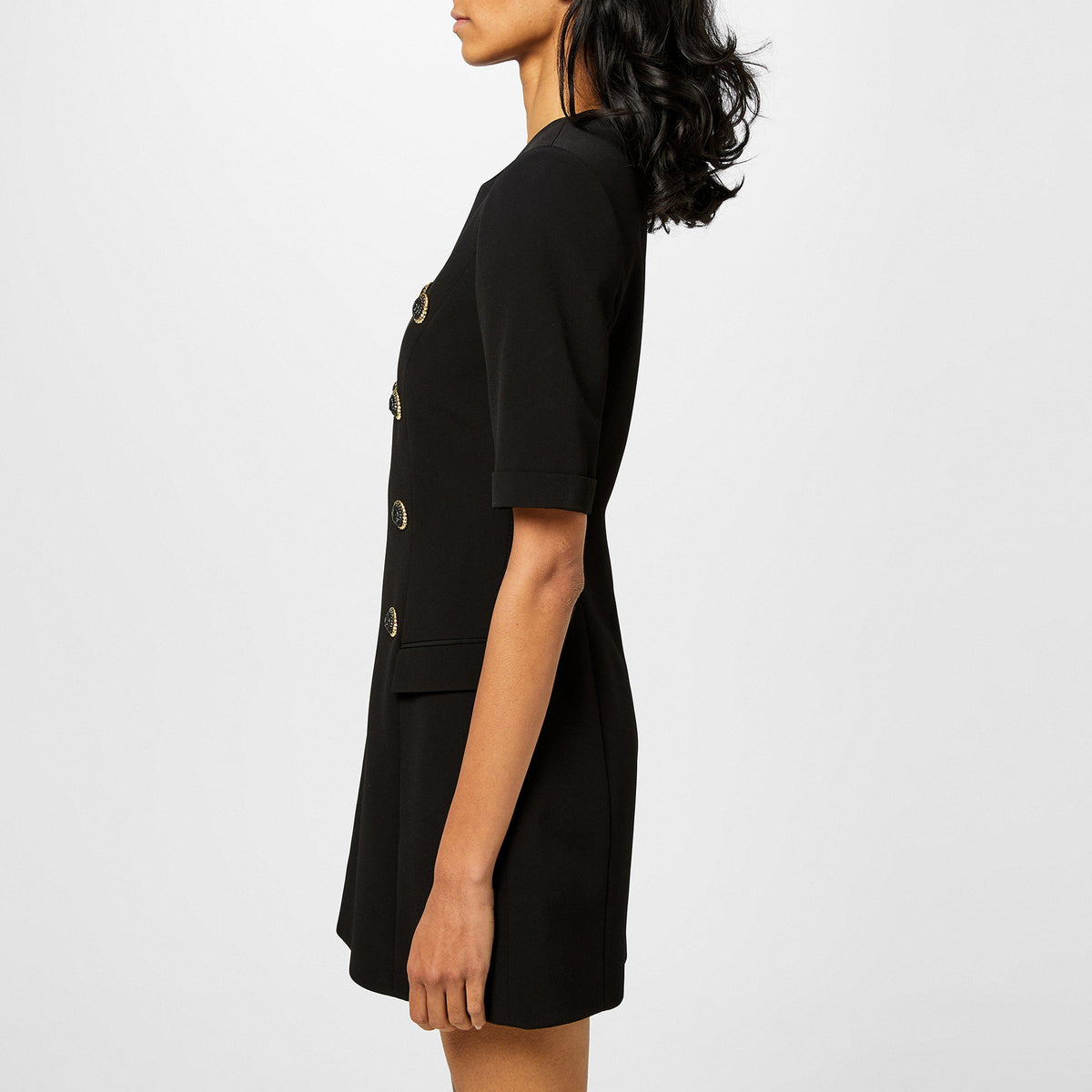 Buttoned Crepe Dress