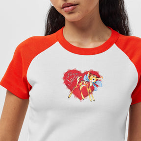 Deer Print Baby Tee Womens