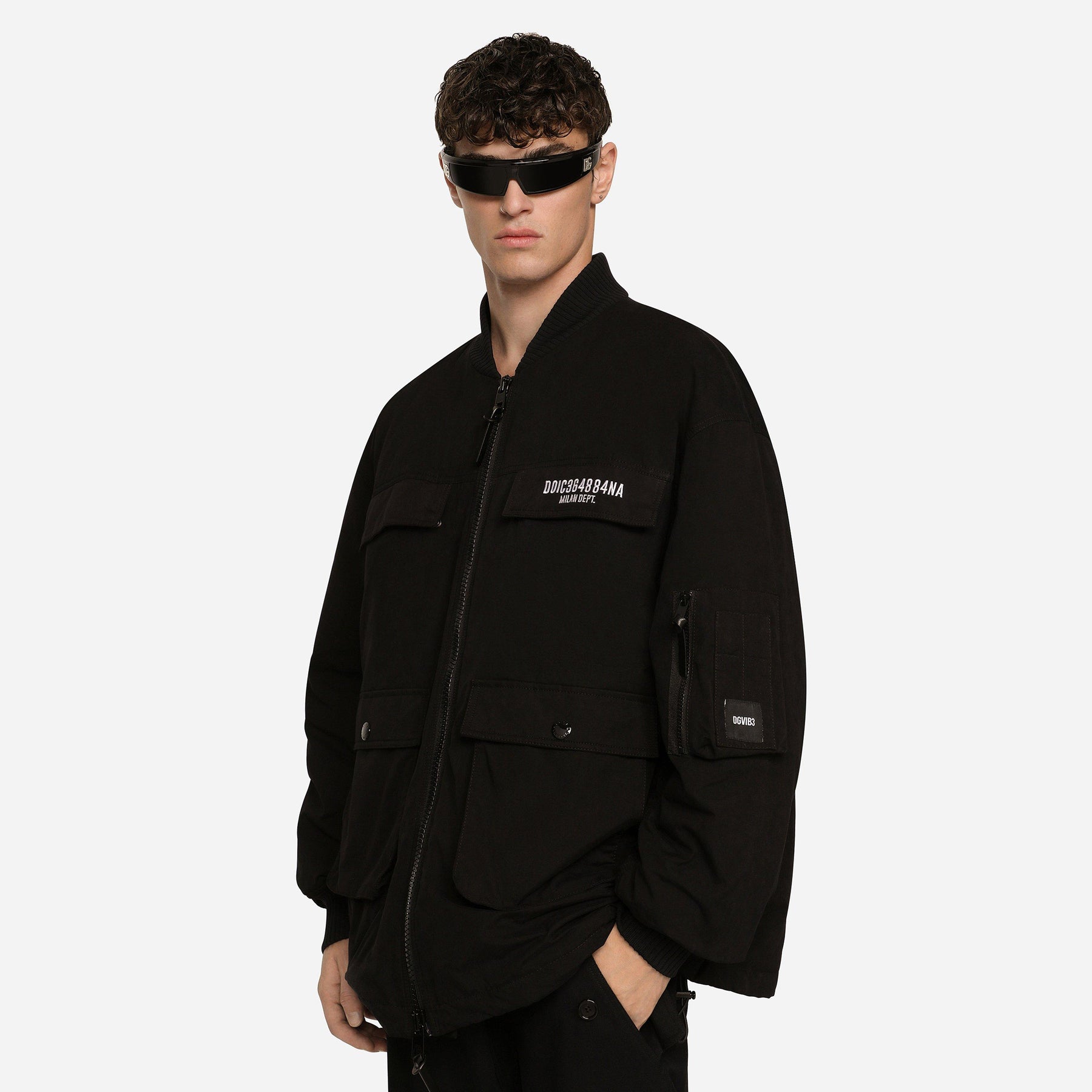 Dg Vib3 Long Faille Bomber Jacket