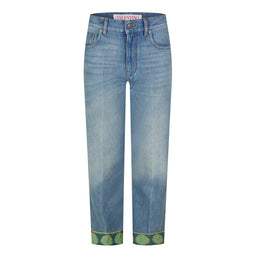 Patterned Straight Leg Jeans
